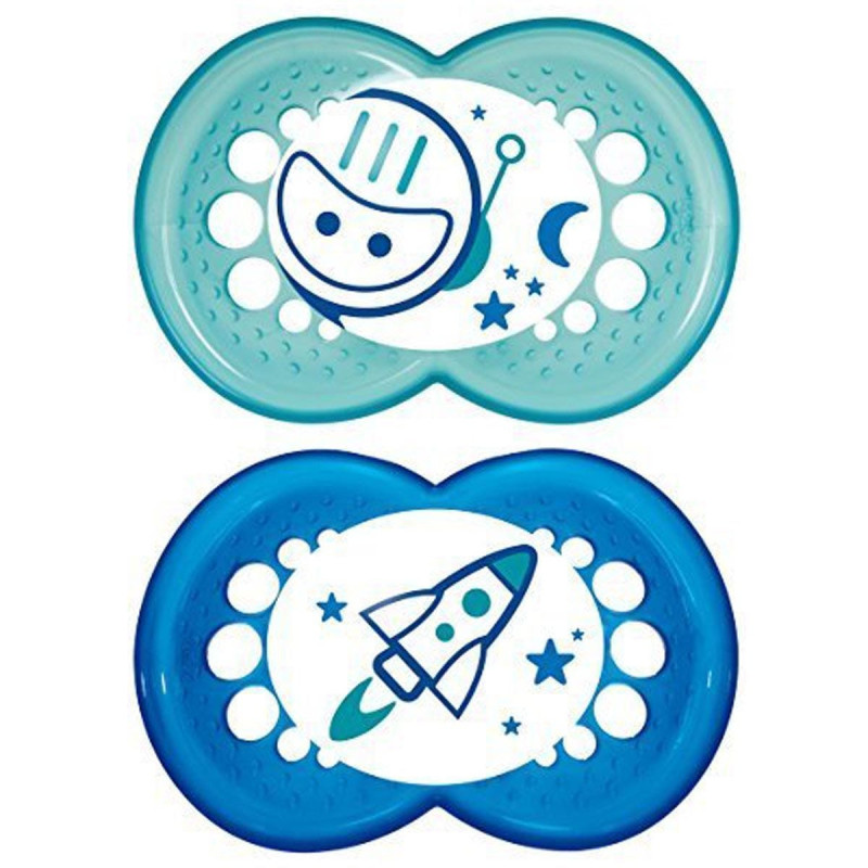 Night Orthodontic Pacifier 6 months Pack of 2 - Blue Glow in the dark