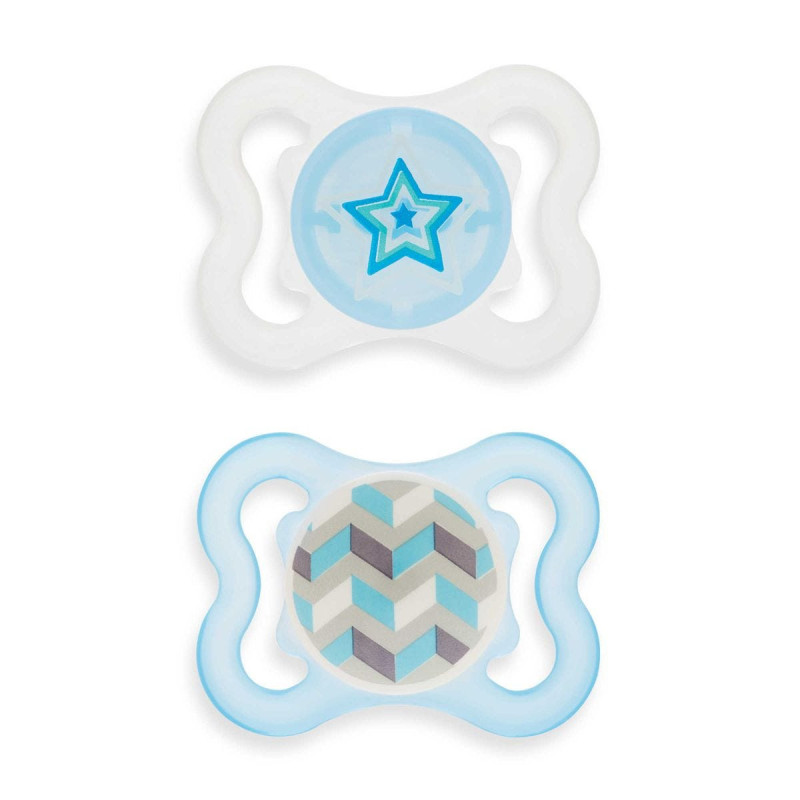 Mini Air Orthodontic Pacifier for Sensitive Skin 0-6 months Pack of 2 - Blue