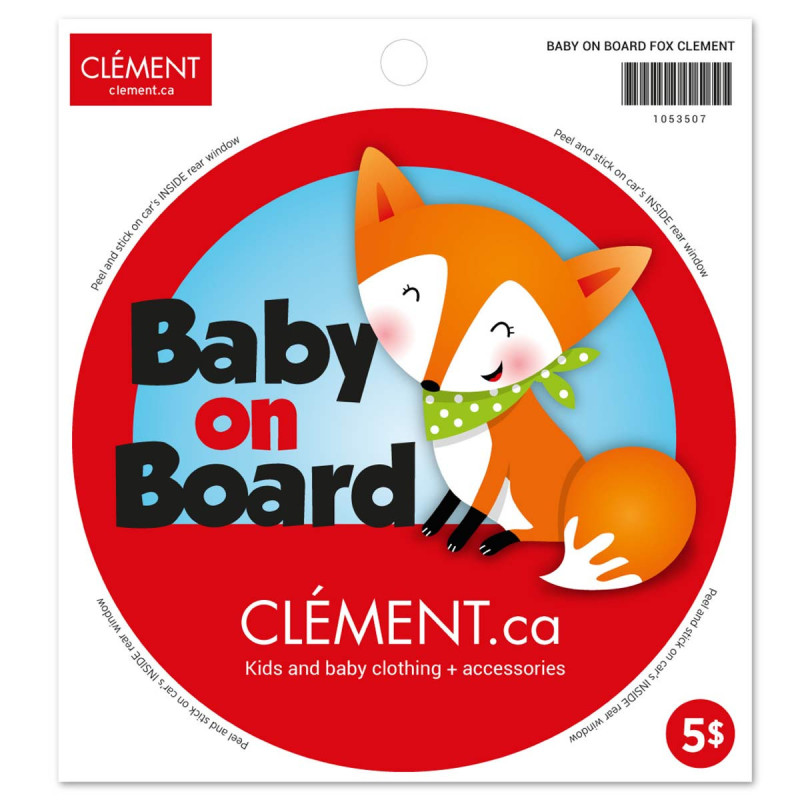 Baby On Board Sticker - Fox (English)