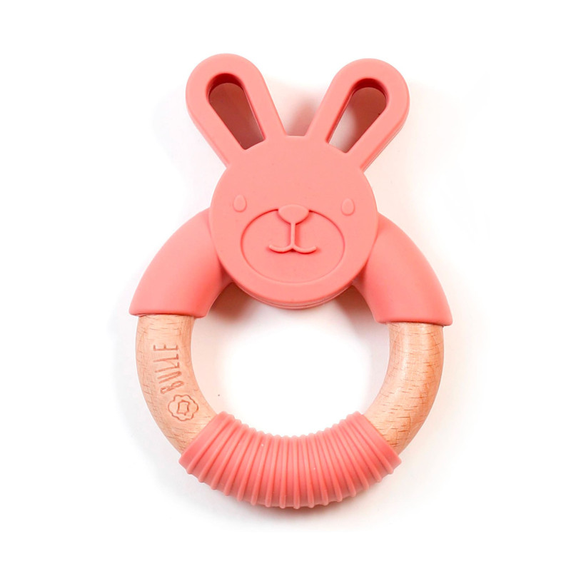 Rabbit Teething Ring - Blush Pink