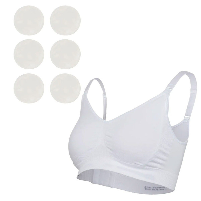 Seamless Nursing Bra + Nursing Pads - Pack of 6 - White OR Beige OR Black