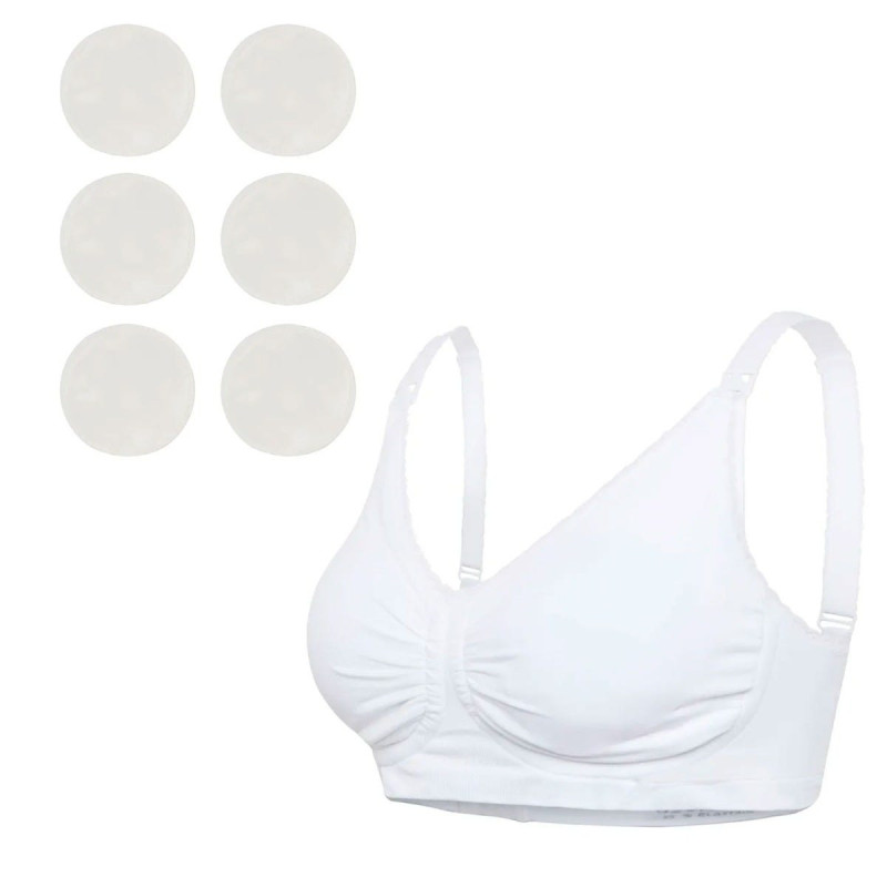 Carri-Gel Padded Nursing Bra + Nursing Pads - Pack of 6 - White OR Black