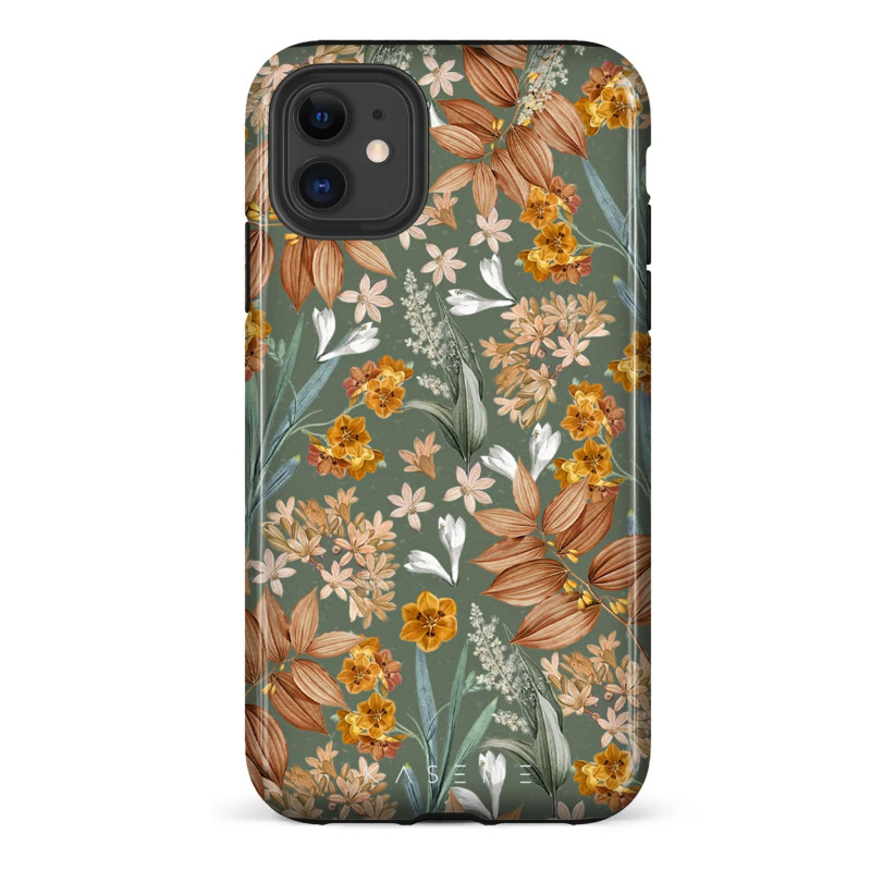 KaseMe Étui Tough pour IPhone 14 - Autumn Leaves Green By Sarah Couture