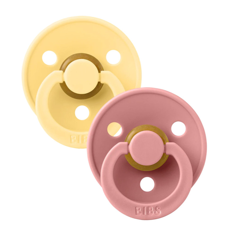 Bibs Pacifier 0-6 months Pack of 2 - Butter / Pink