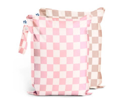Waterproof Bags (2) - Pink Checkerboard / Taupe