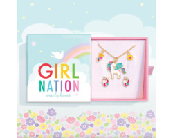 Girl Nation Coffret Cadeau Collier et Boucles d'oreilles de fantaisie - Licorne