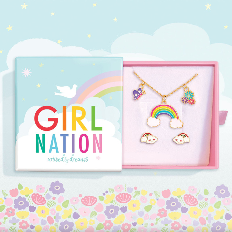 Fancy Necklace and Earrings Gift Box - Rainbow