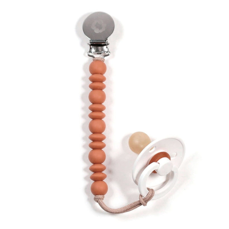 Stainless Steel Pacifier Clip - Cinnamon