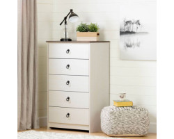 Plenny 5 Drawer Chest - Antique White and Aged Oak