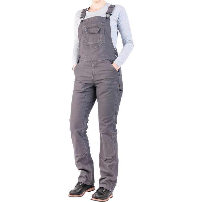 Freshley gray stretch canvas overalls - Women's