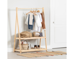 Wardrobe with storage shelves - Sweedi Natural and Olive Green