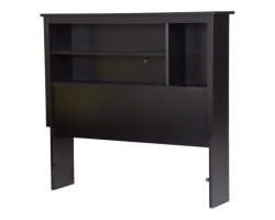 Single Headboard with Bookcase - Vito Solid Black