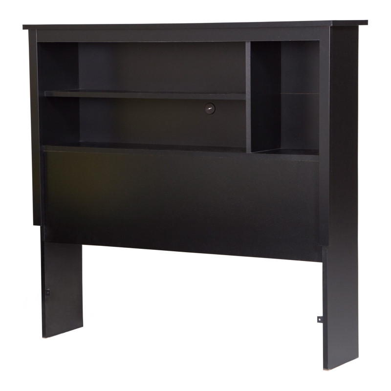 Single Headboard with Bookcase - Vito Solid Black