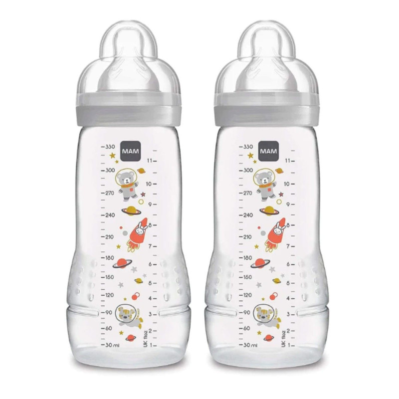 Easy Active Baby Bottle 11oz (2) - Gray