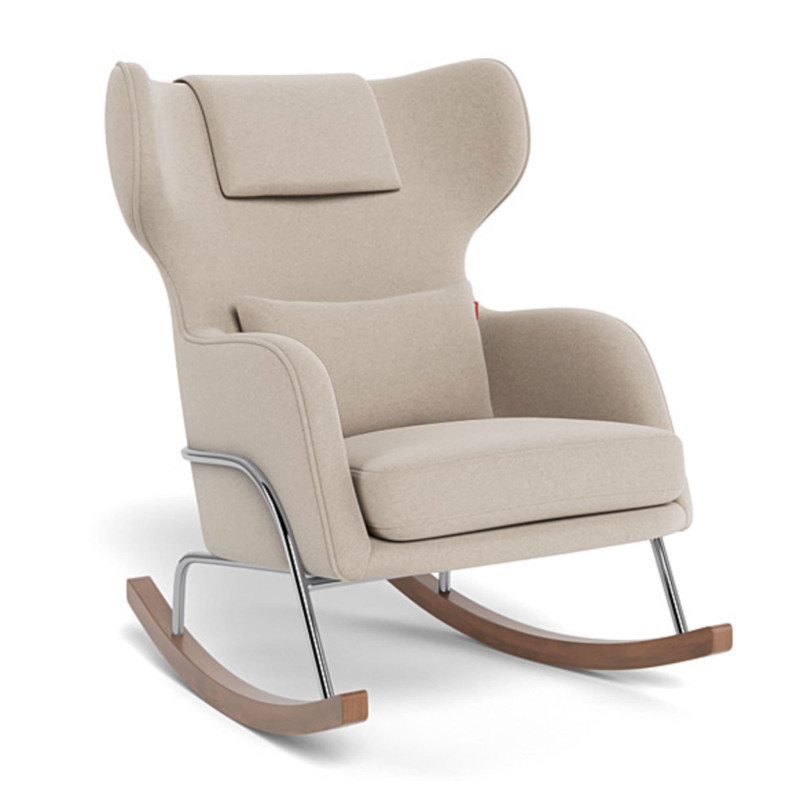 Monte Chaise Berçante Grand Jackson - Laine Oatmeal / Chrome