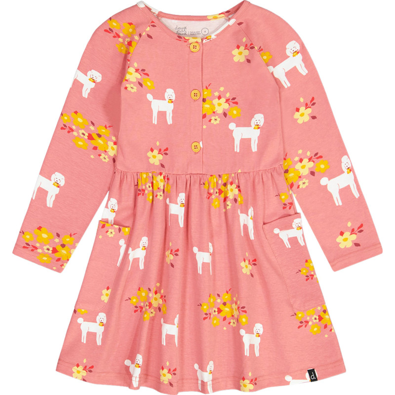 Poodle Print Organic Cotton Jersey Dress with Pockets - Big Girls