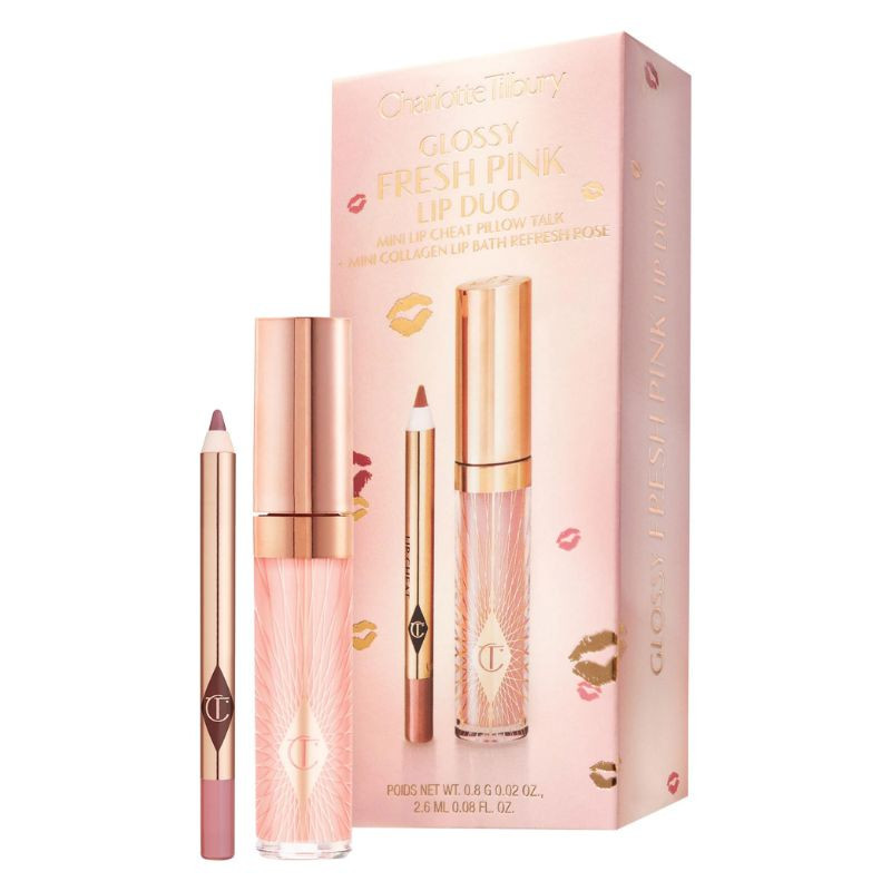 Mini Shiny Pink Lip Gloss + Lip Liner Set