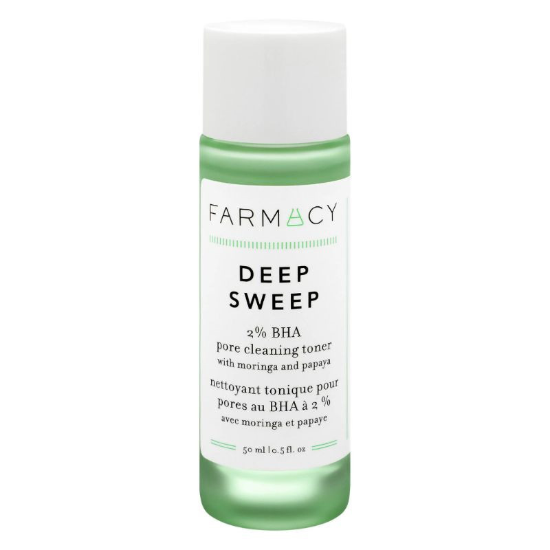 Farmacy Mini nettoyant tonique pour pores avec 2 % de BHA, moringa + papaye Deep Sweep