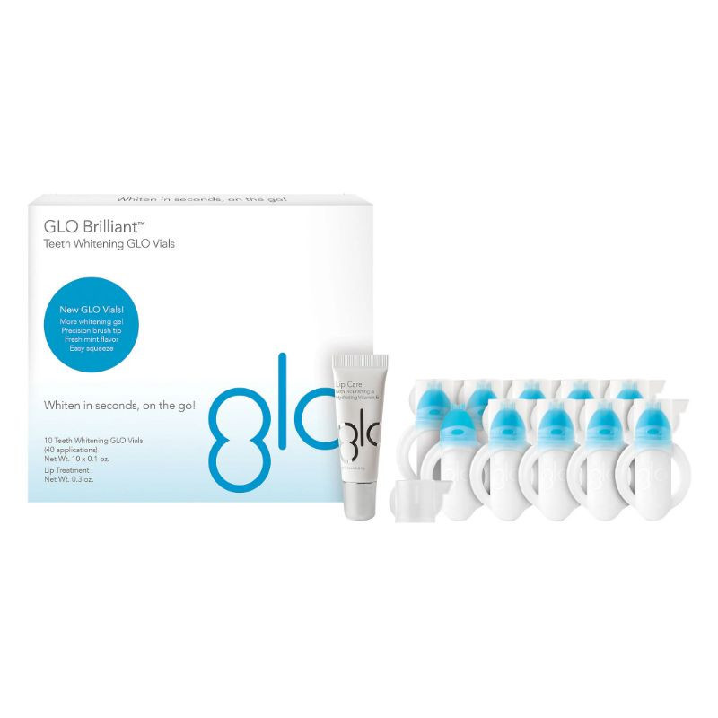 GLO Science Lot de 10 doses blanchissantes GLO Brilliant + soin pour les lèvres