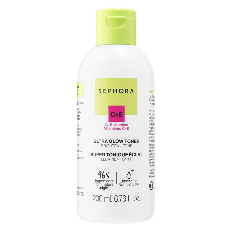 Ultra-luminous toning lotion with vitamins C + E