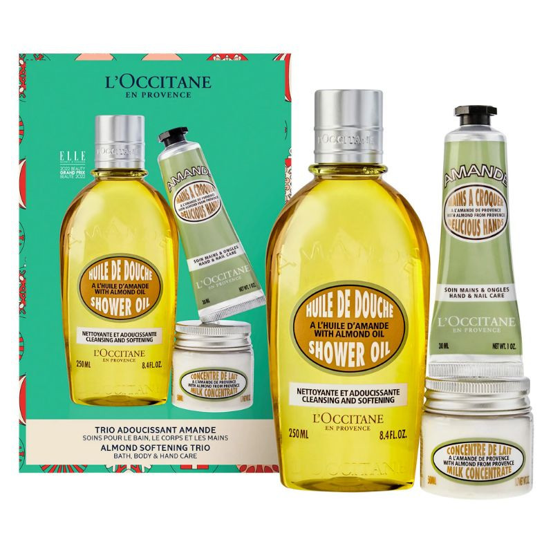 Trio of almond body washes and softening creams