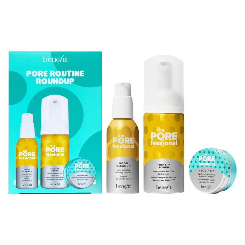 Roundup essentials set for skin pore care ritual.