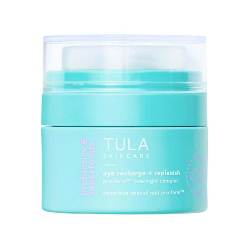 TULA Skincare Crème de nuit contour des yeux Recharge + Replenish Pro-Ferm™ avec bakuchiol et peptides