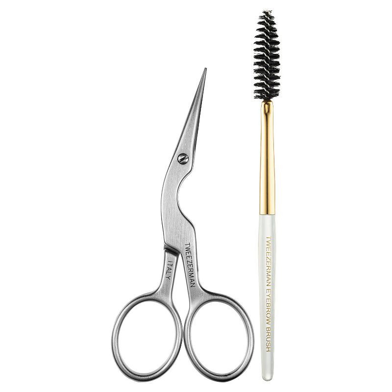 Eyebrow scissors and shaping brush