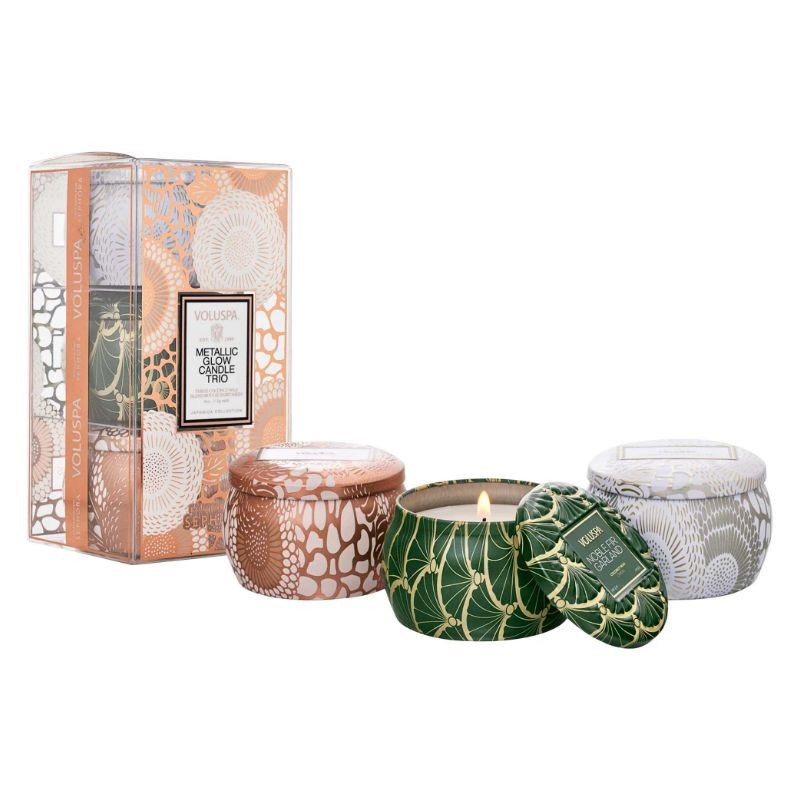 VOLUSPA Trio de mini bougies, éclat métallique