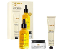 JVN Ensemble complet comprenant une huile pour le cuir chevelu et les cheveux, une crème coiffante séchage à l’air et un sérum 