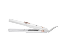 SinglePass Compact Travel Flat Iron with Hood (White and Rose Gold)