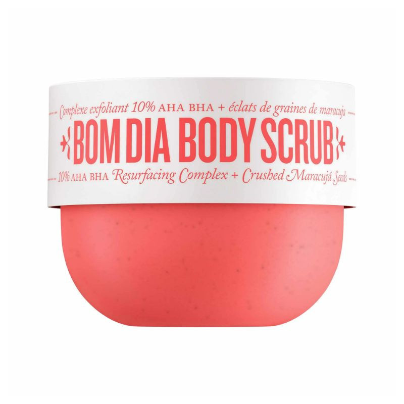Bom Dia Body Scrub with Resurfacing Complex that contains 10% AHA and BHA + crushed maracujá seeds