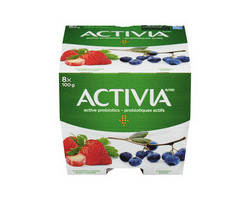 Danone Activia Yogourt aux bleuets et aux fraises-rhubarbes 2.8% ...