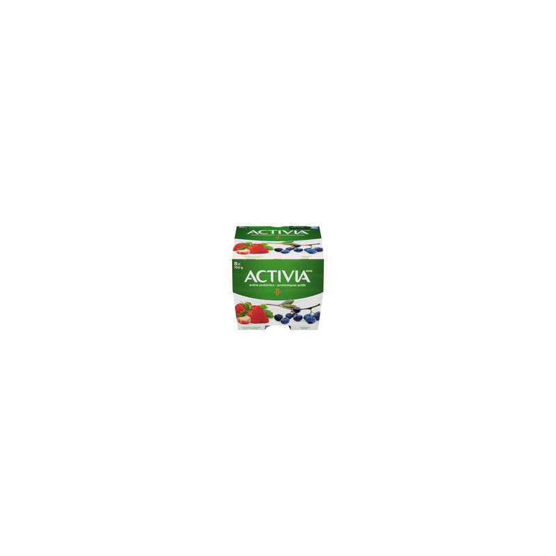 Danone Activia Yogourt aux bleuets et aux fraises-rhubarbes 2.8% ...