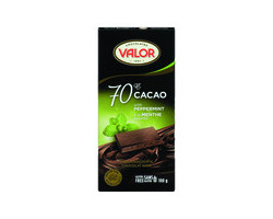 Valor Tablette de chocolat noir à la menthe 70 % de caca...