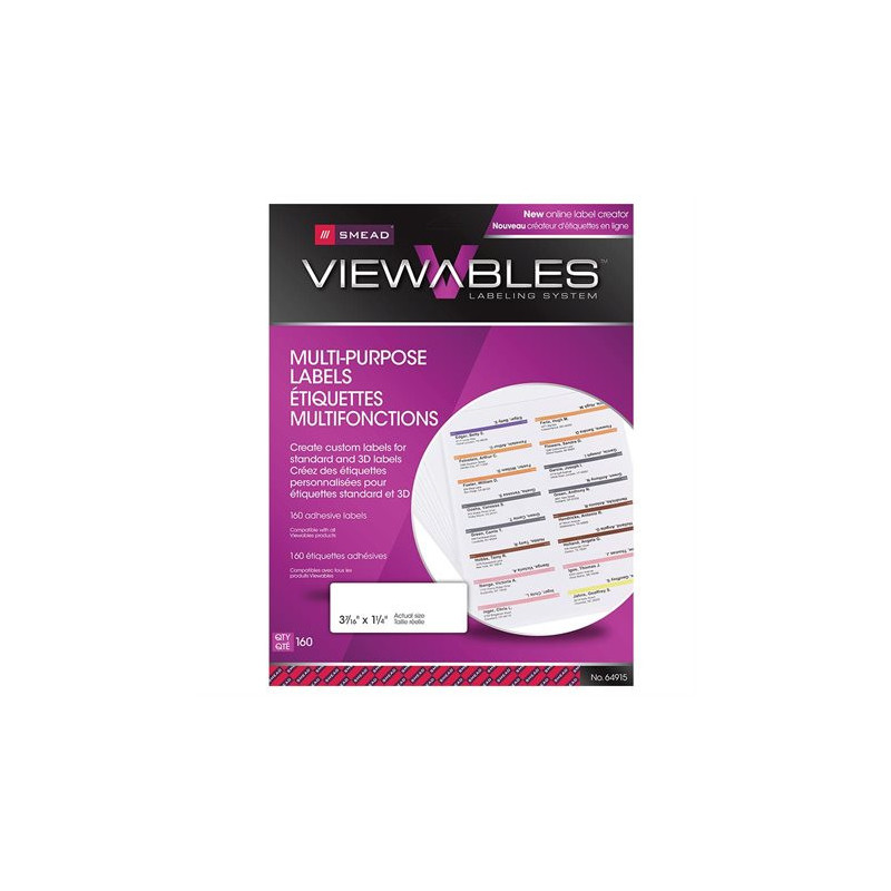 Smead Ensemble d’étiquettes pour chemises suspendues Viewables® 3D Premium