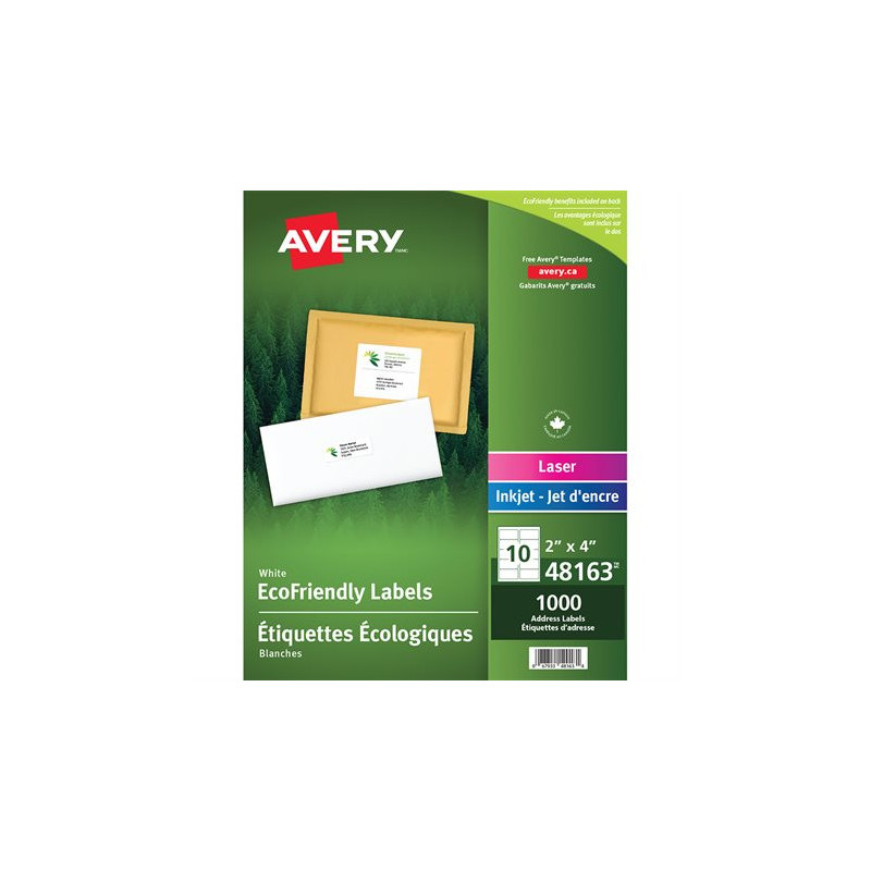 Avery Étiquettes d'adresse blanches Écologiques