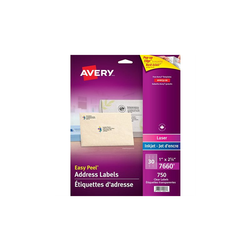 Avery Étiquettes d'adresse transparentes Easy Peel®