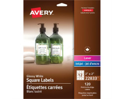 Avery Étiquettes carrées lustrées imprimables