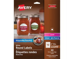 Avery Étiquettes solubles blanches