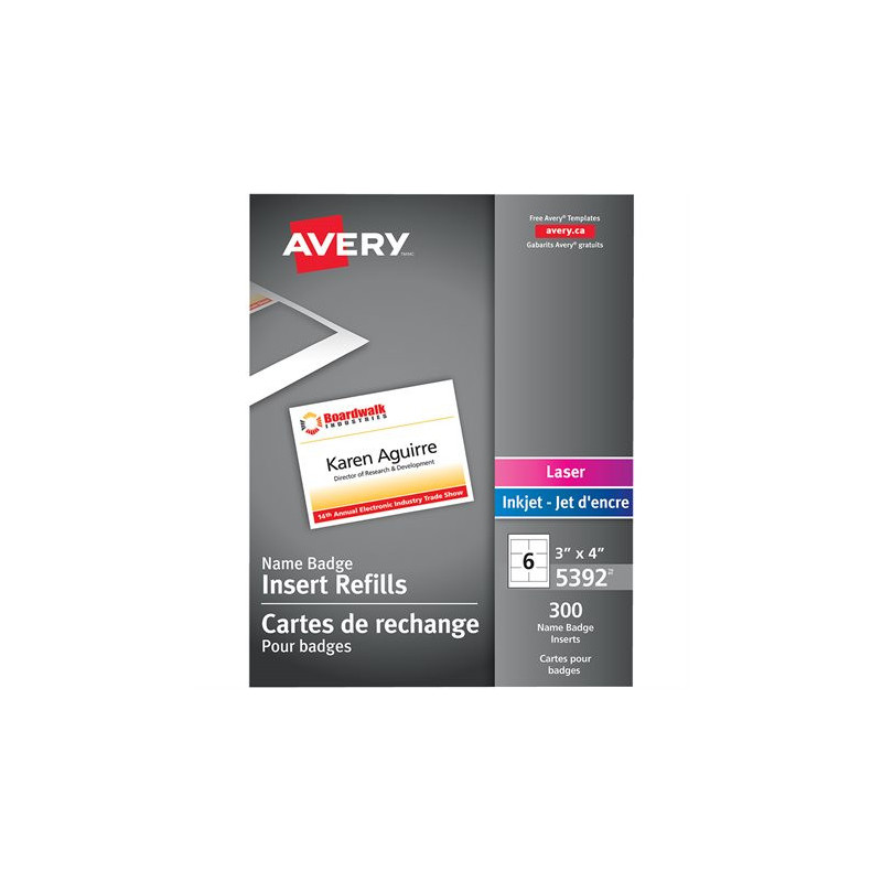 Avery Insertions pour insignes d'identification
