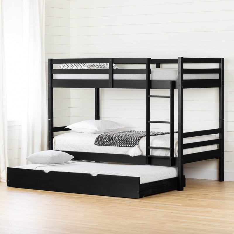 Bunk Beds with Trundle Bed - Fakto Matte Black