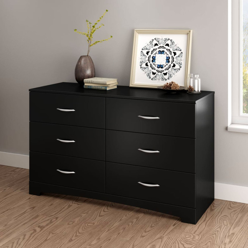 Step One 6-Drawer Double Desk - Solid Black