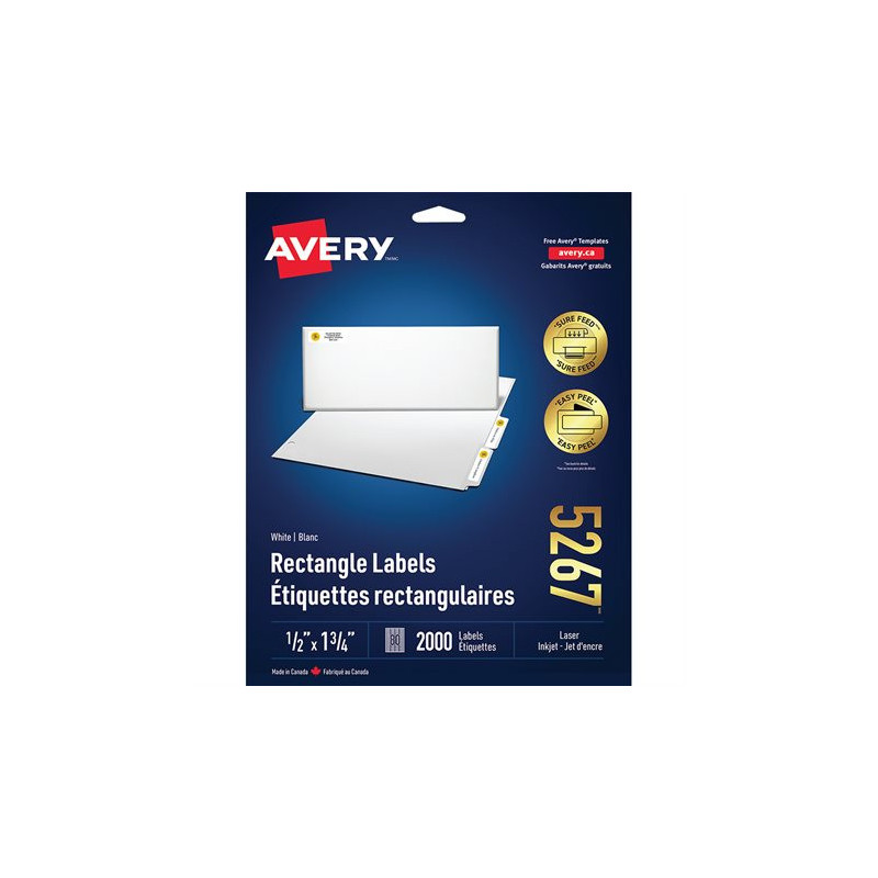 Avery Étiquettes rectangulaires blanches Easy Peel®