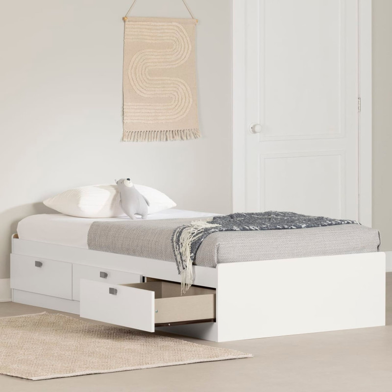 Spark Single Mates Bed 3 Drawers - Solid White