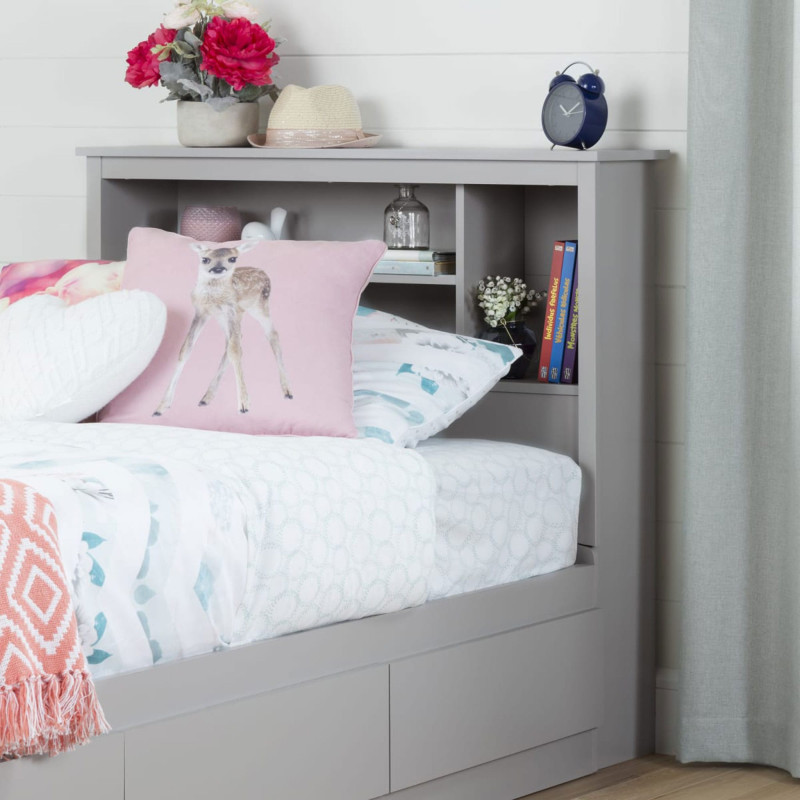 Vito Bookcase Single Headboard - Light Gray