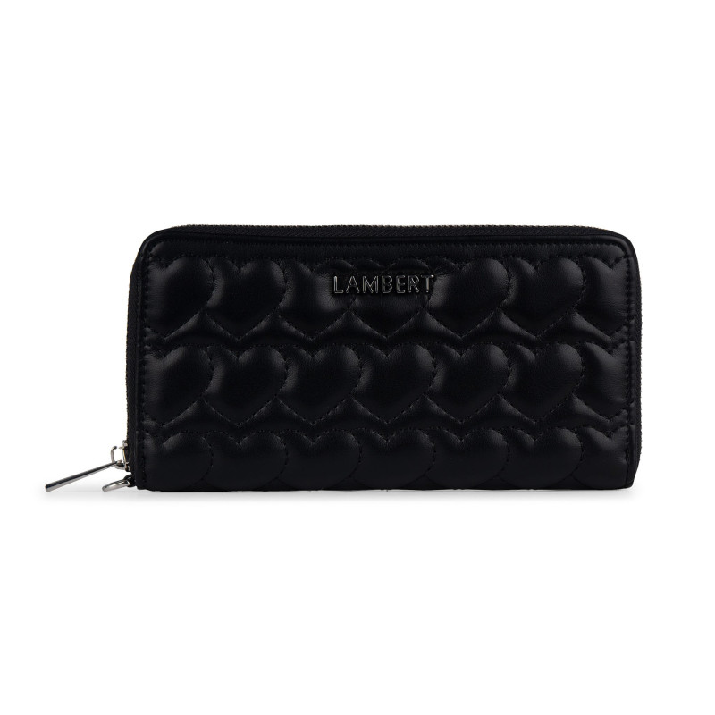 Fiona Heart Quilted Wallet - Black