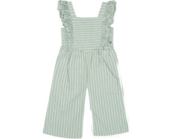 Sleeveless striped jumpsuit with embroidered ruffles - Big Girls