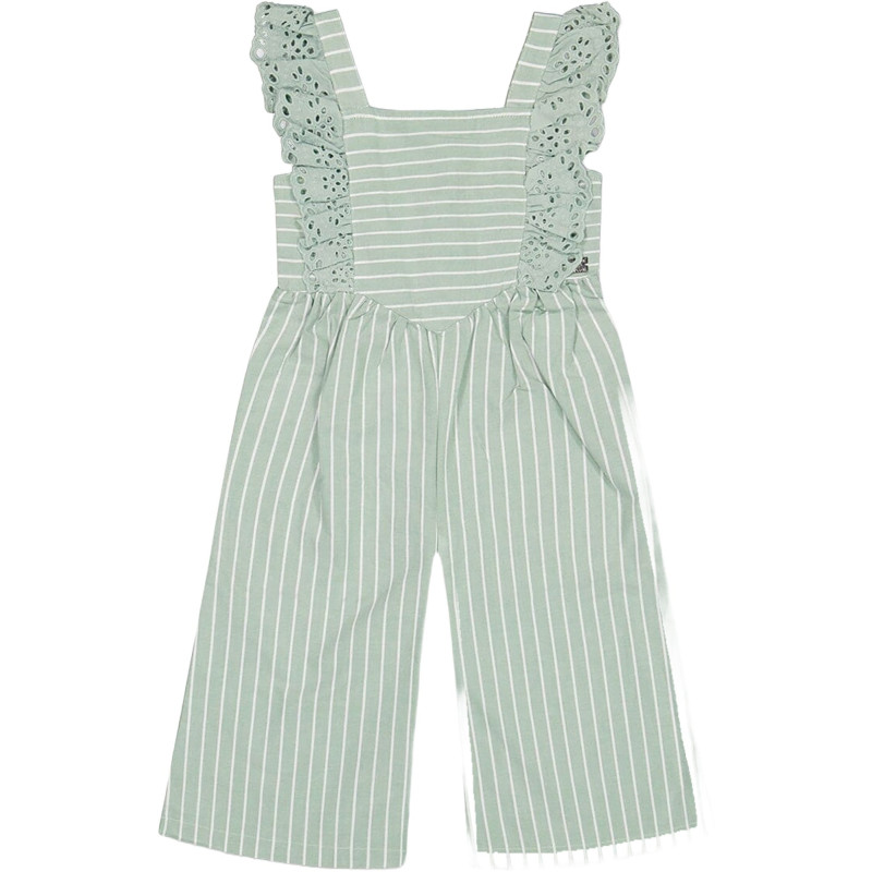 Sleeveless striped jumpsuit with embroidered ruffles - Big Girls