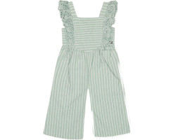 Sleeveless striped jumpsuit with embroidered ruffles - Little Girl